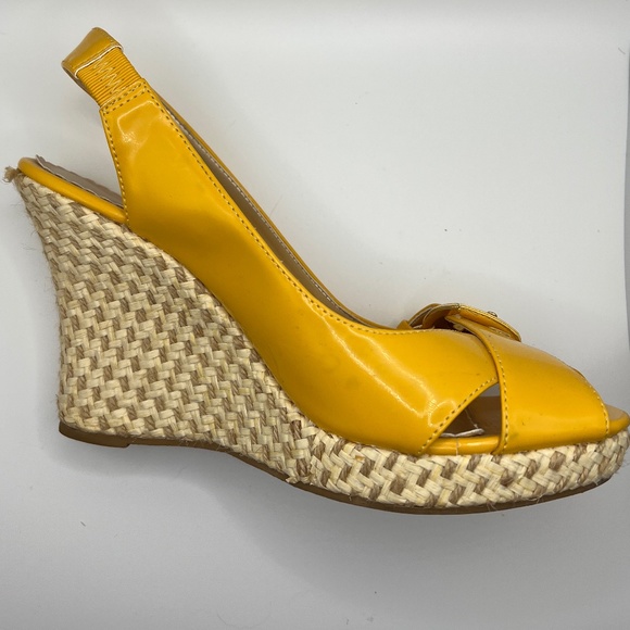 Qupid Yellow Peep Toe Slingback Espadrille - Picture 2 of 7